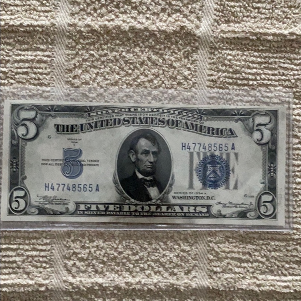 1934 $5 Note silver certificate.
